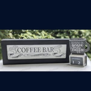 Coffee Bar Wood Sign With Calendar Block -Handmade